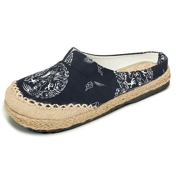 Dames Casual Katoenen Vlas Outdoor Comfortabele Platte Loafer Schoenen Met Ronde Neus