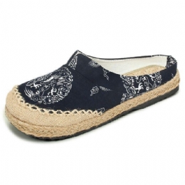 Dames Casual Katoenen Vlas Outdoor Comfortabele Platte Loafer Schoenen Met Ronde Neus