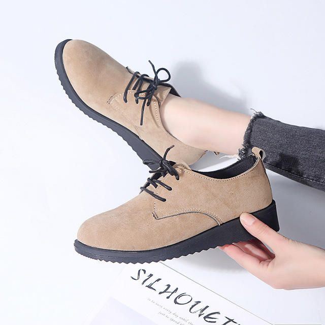 Dames Casual Pure Color Lace Up Flats