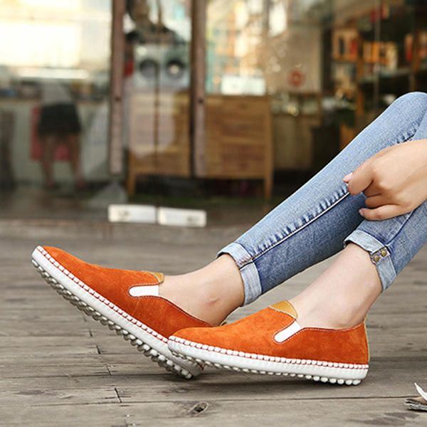 Dames Casual Schoenen Comfortabele Outdoor Leren Slip Op Flats Loafers