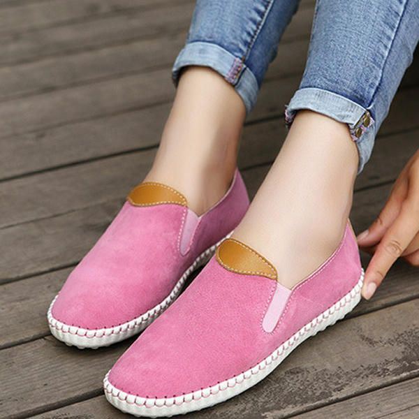 Dames Casual Schoenen Comfortabele Outdoor Leren Slip Op Flats Loafers