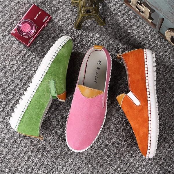 Dames Casual Schoenen Comfortabele Outdoor Leren Slip Op Flats Loafers