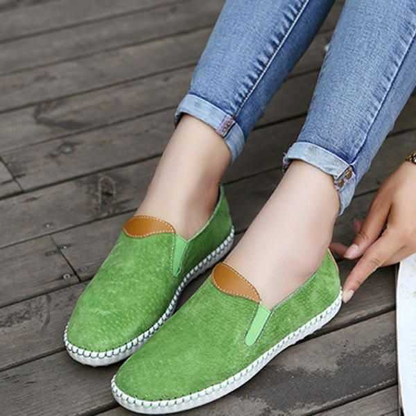 Dames Casual Schoenen Comfortabele Outdoor Leren Slip Op Flats Loafers