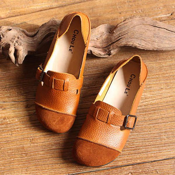 Dames Casual Slip On Soft Leren Schoenen Outdoor Lage Platte Loafers