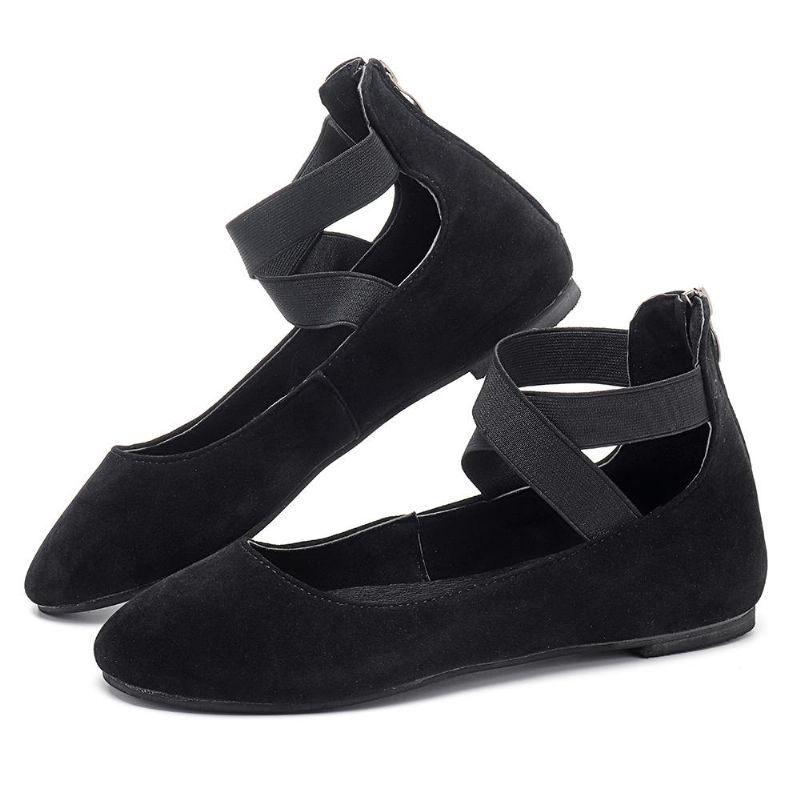 Dames Casual Suède Flats Cross Schoenen