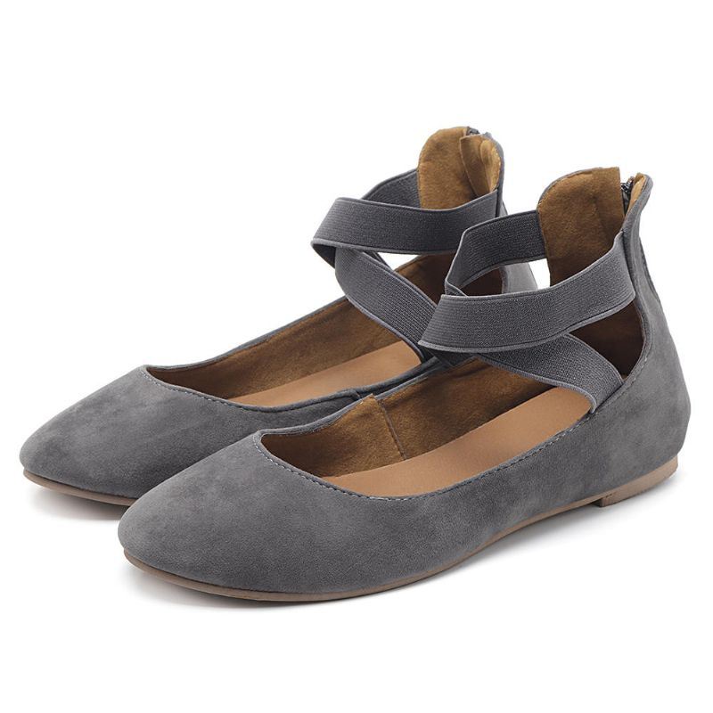 Dames Casual Suède Flats Cross Schoenen