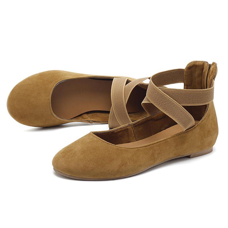 Dames Casual Suède Flats Cross Schoenen