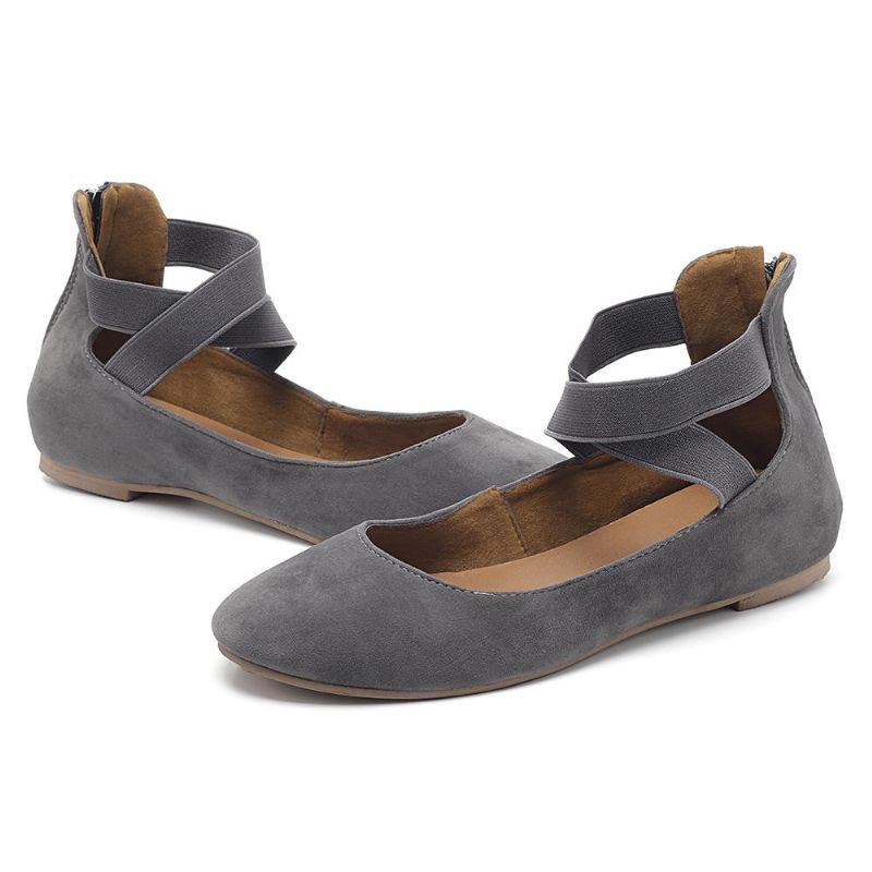 Dames Casual Suède Flats Cross Schoenen