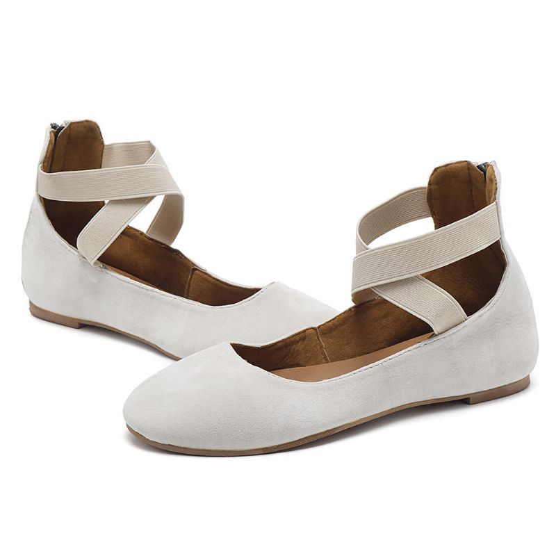 Dames Casual Suède Flats Cross Schoenen