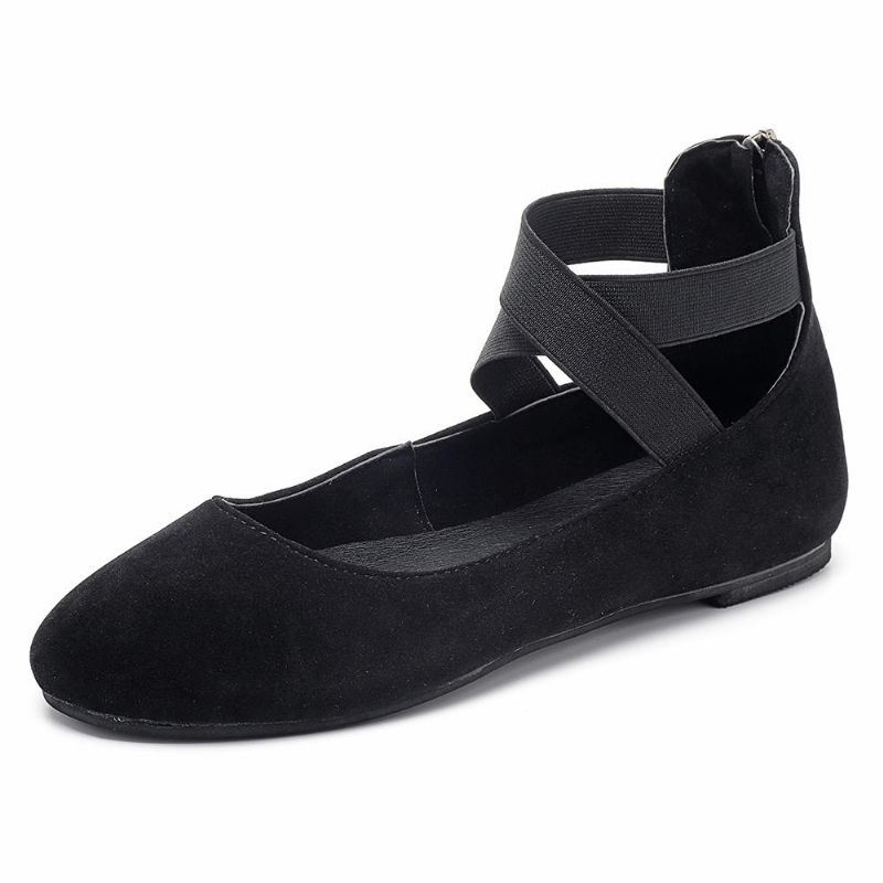 Dames Casual Suède Flats Cross Schoenen