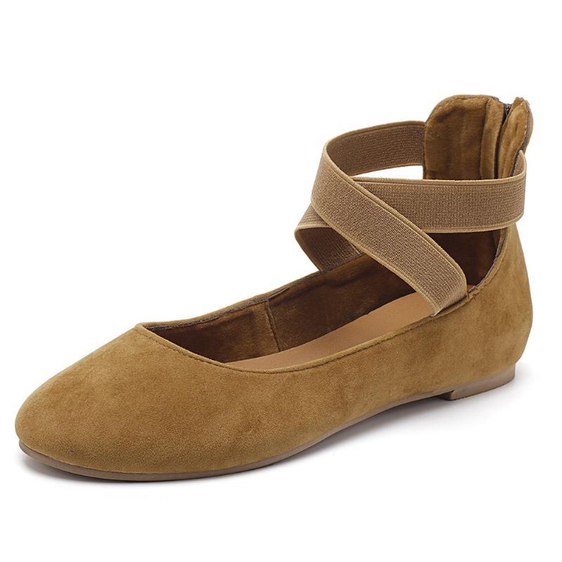 Dames Casual Suède Flats Cross Schoenen