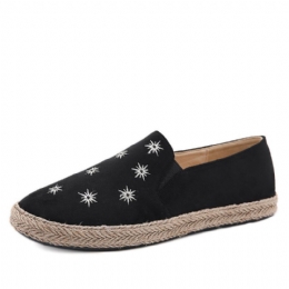 Dames Casual Suède Ronde Neus Ster Geborduurde Espadrilles Fisherman's Flats Loafers