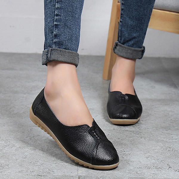 Dames Casual Zachte Leren Platte Schoenen Die Instappers Rijden Comfortabele Loafers