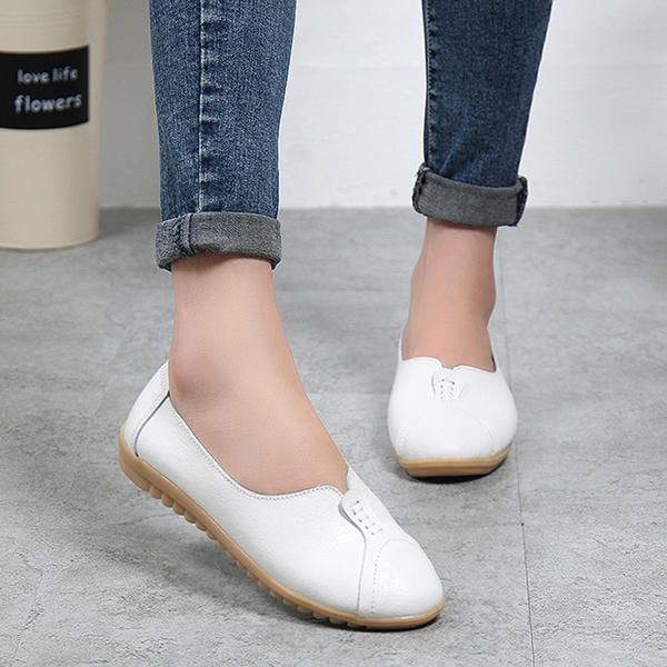 Dames Casual Zachte Leren Platte Schoenen Die Instappers Rijden Comfortabele Loafers