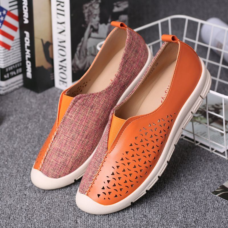 Dames Colorblock Comfy Hollow Ademende Casual Flats