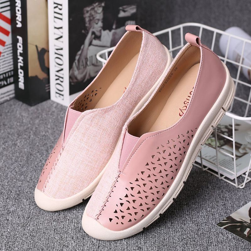 Dames Colorblock Comfy Hollow Ademende Casual Flats