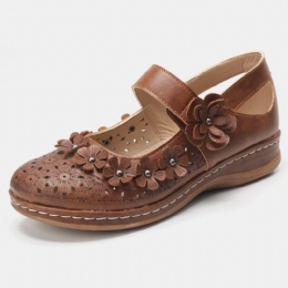 Dames Comfy Flowers Hollow Hook Loop Flats