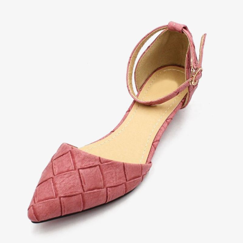 Dames Comfy Puntschoen Chique Enkel Gesp Riem D'orsay Flats