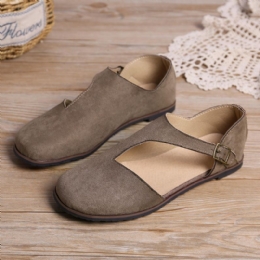 Dames Comfy Suède Gesp Pure Kleur Flats