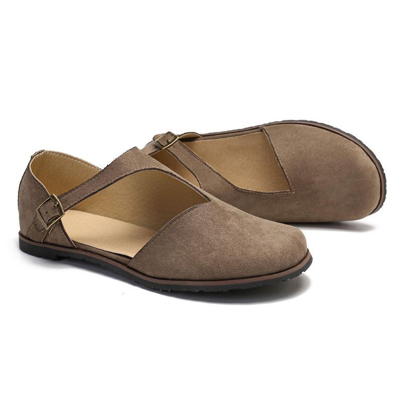 Dames Comfy Suède Gesp Pure Kleur Flats