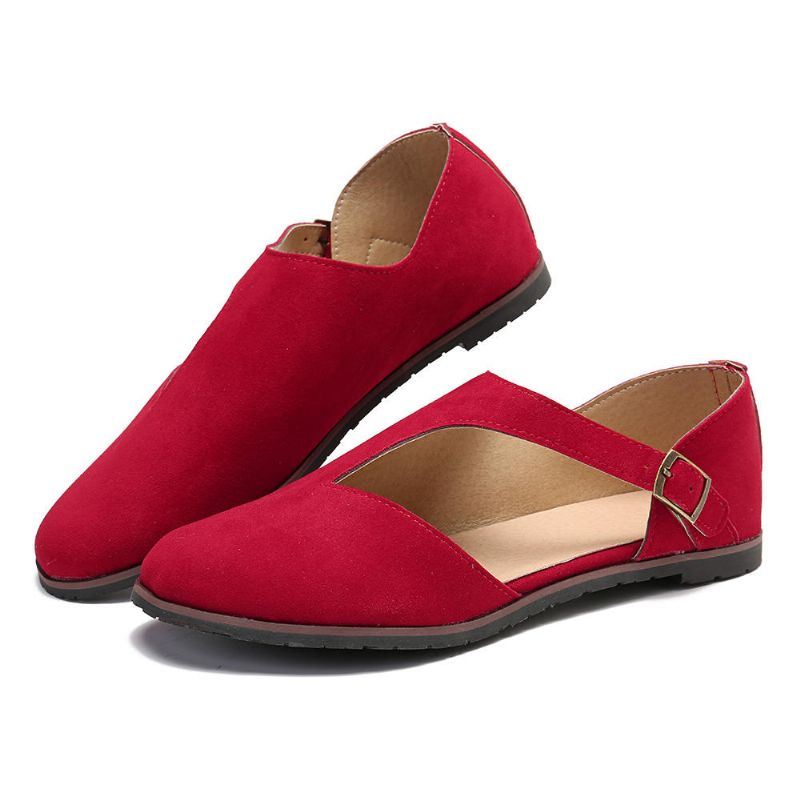 Dames Comfy Suède Gesp Pure Kleur Flats