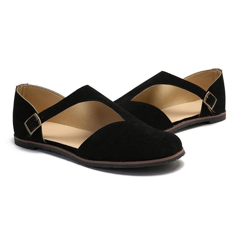 Dames Comfy Suède Gesp Pure Kleur Flats