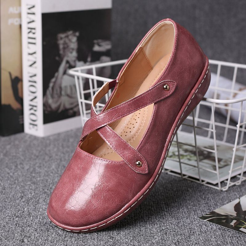 Dames Cross Strap Effen Kleur Casual Comfortabele Flats