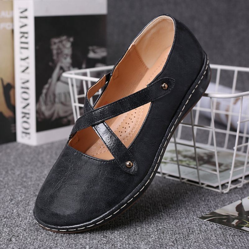 Dames Cross Strap Effen Kleur Casual Comfortabele Flats