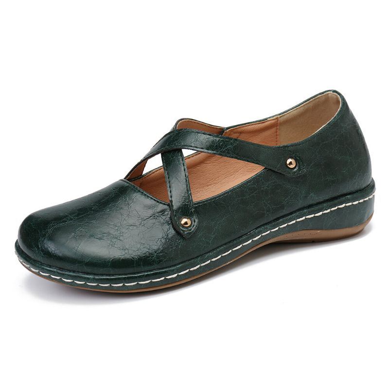 Dames Cross Strap Effen Kleur Casual Comfortabele Flats