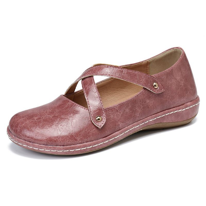 Dames Cross Strap Effen Kleur Casual Comfortabele Flats