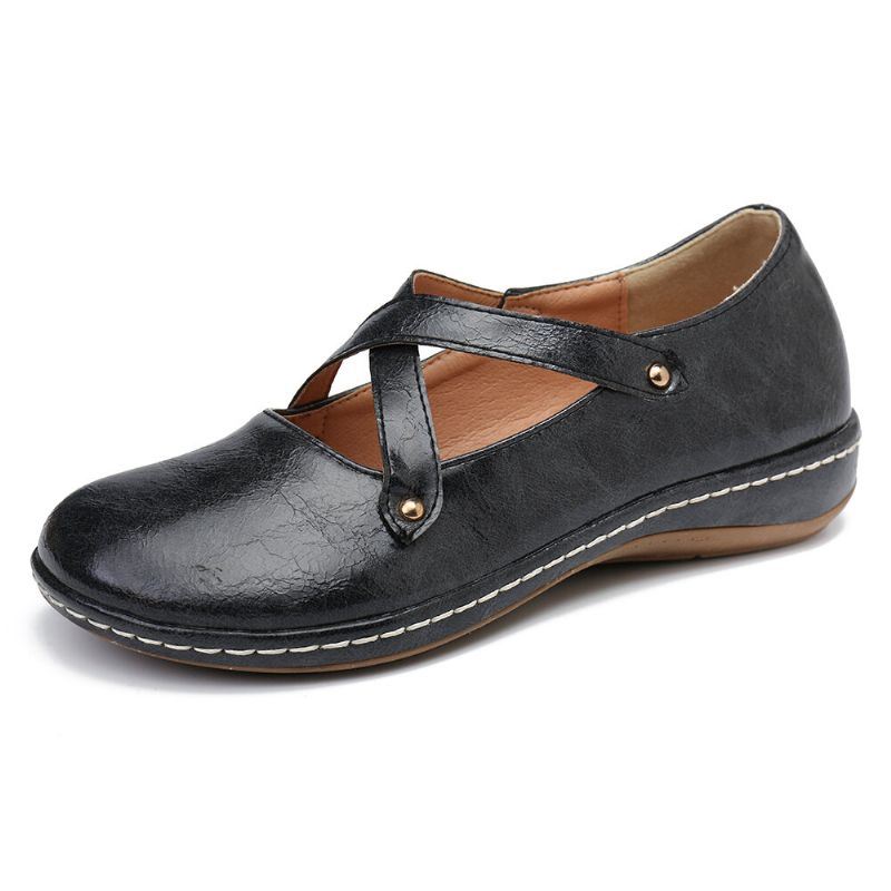 Dames Cross Strap Effen Kleur Casual Comfortabele Flats