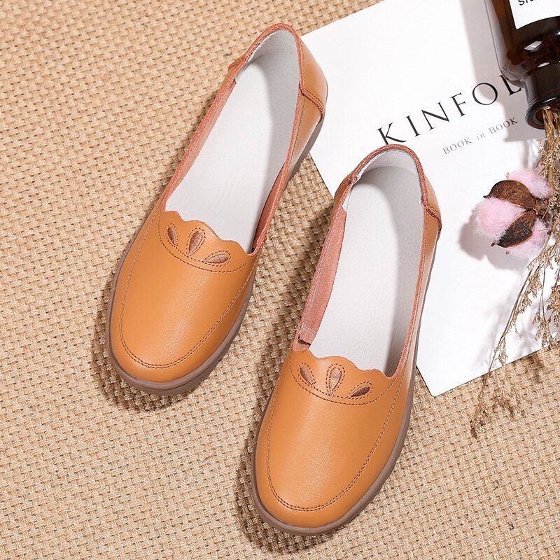 Dames Dagelijks Ronde Neus Zachte Effen Kleur Platte Loafers Schoenen