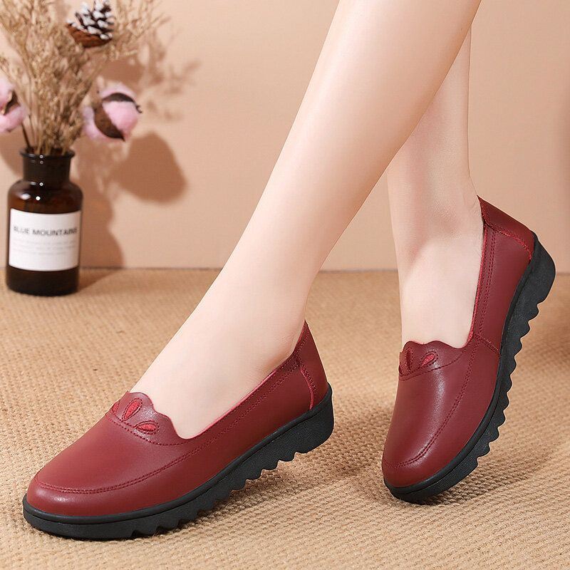 Dames Dagelijks Ronde Neus Zachte Effen Kleur Platte Loafers Schoenen