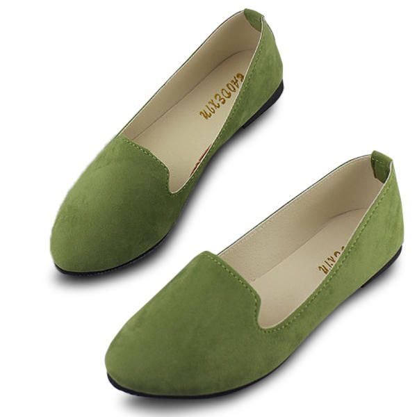 Dames Flats Comfortabele Casual Slip Op Puntschoen Suède Platte Loafers Schoenen