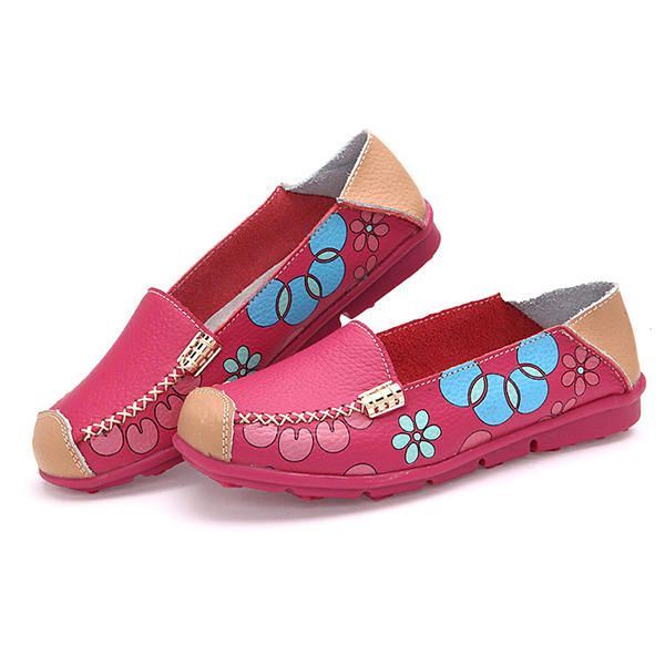 Dames Flats Schoenen Comfortabele Ademende Slip Op Bloem Bloemen Platte Loafers Schoenen