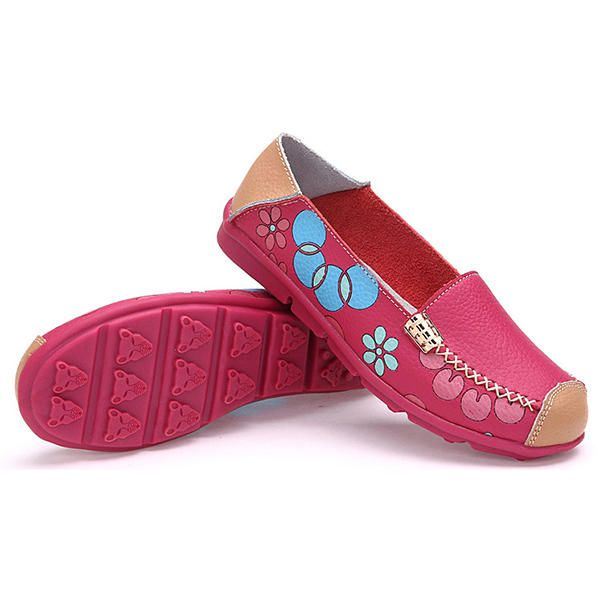 Dames Flats Schoenen Comfortabele Ademende Slip Op Bloem Bloemen Platte Loafers Schoenen