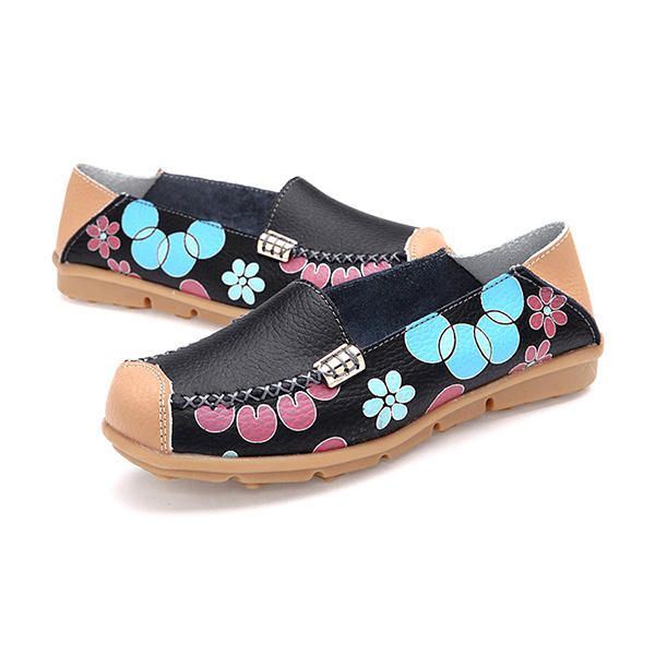 Dames Flats Schoenen Comfortabele Ademende Slip Op Bloem Bloemen Platte Loafers Schoenen