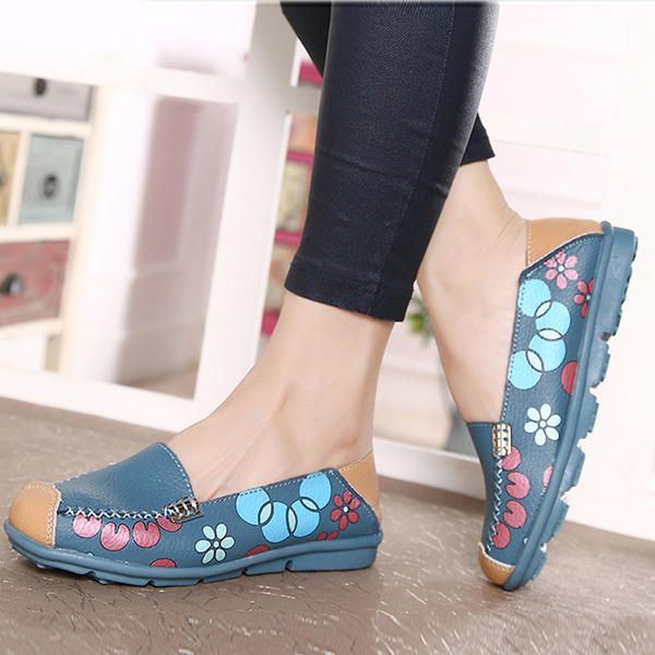 Dames Flats Schoenen Comfortabele Ademende Slip Op Bloem Bloemen Platte Loafers Schoenen