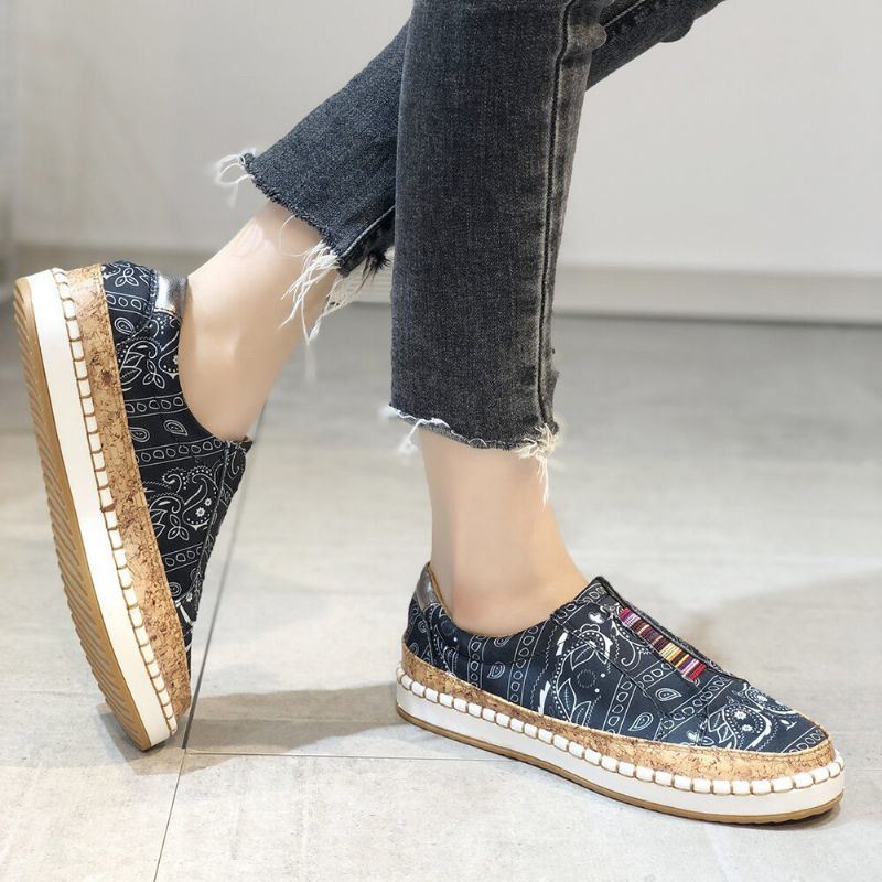 Dames Folkways Printing Comfy Slip On Casual Platte Schoenen