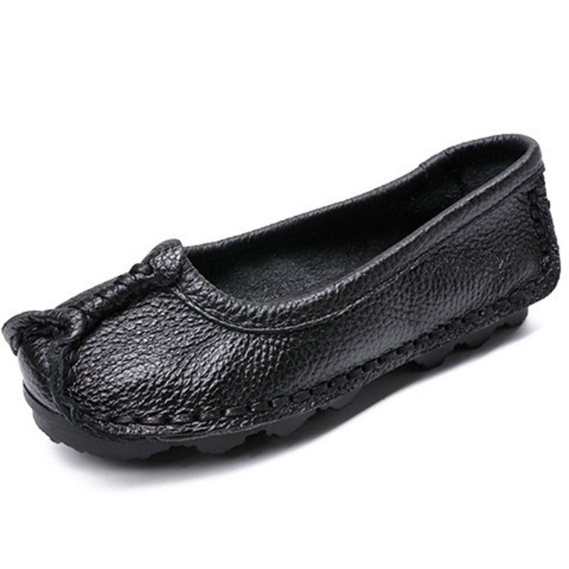 Dames Folkways Stricing Comfortabele Ademende Casual Leren Loafers