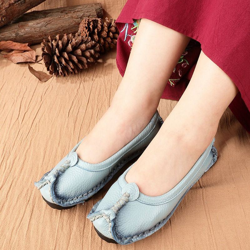 Dames Folkways Stricing Comfortabele Ademende Casual Leren Loafers