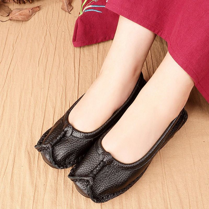 Dames Folkways Stricing Comfortabele Ademende Casual Leren Loafers