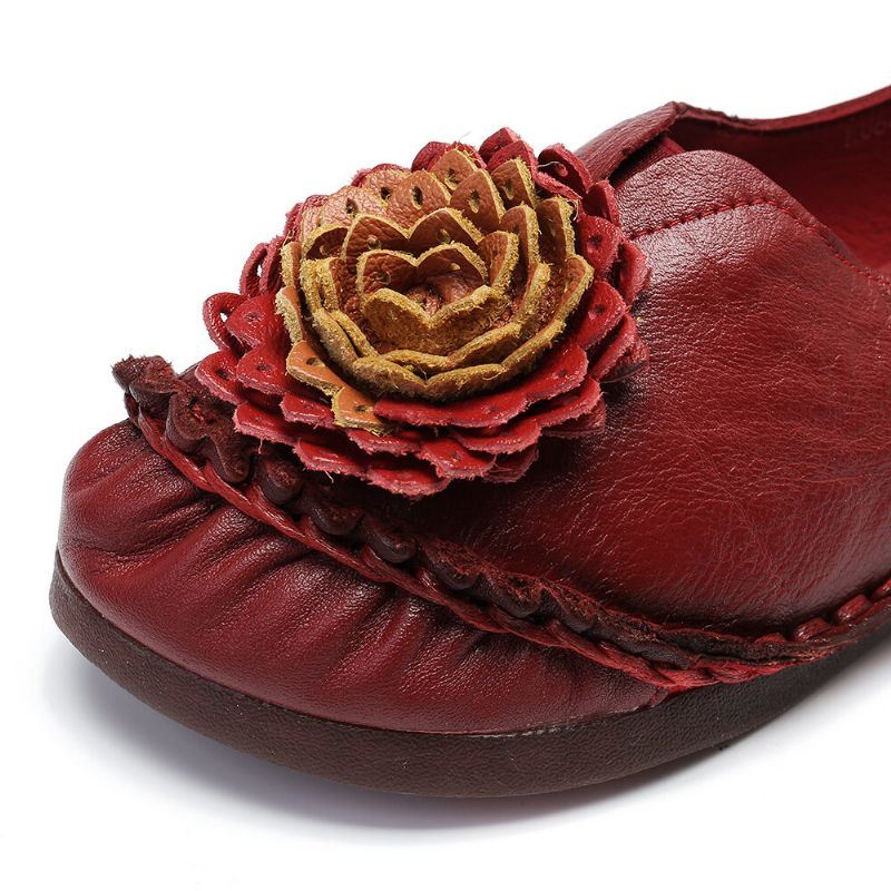 Dames Folkways Stricing Flowers Comfy Soft Sole Casual Platte Loafers