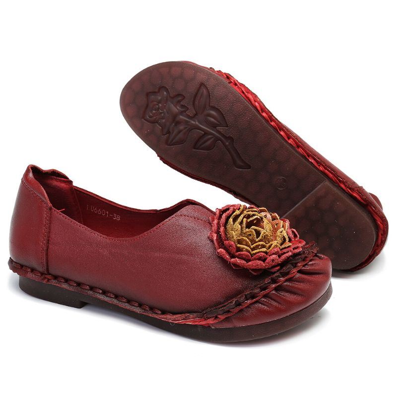 Dames Folkways Stricing Flowers Comfy Soft Sole Casual Platte Loafers