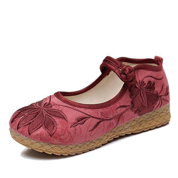 Dames Geborduurde Bloem Zachte Zool Casual Platte Loafers