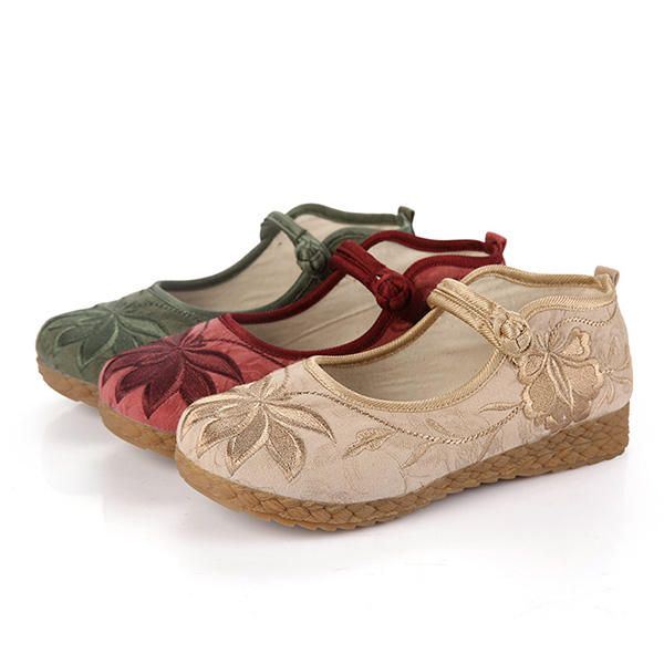 Dames Geborduurde Bloem Zachte Zool Casual Platte Loafers