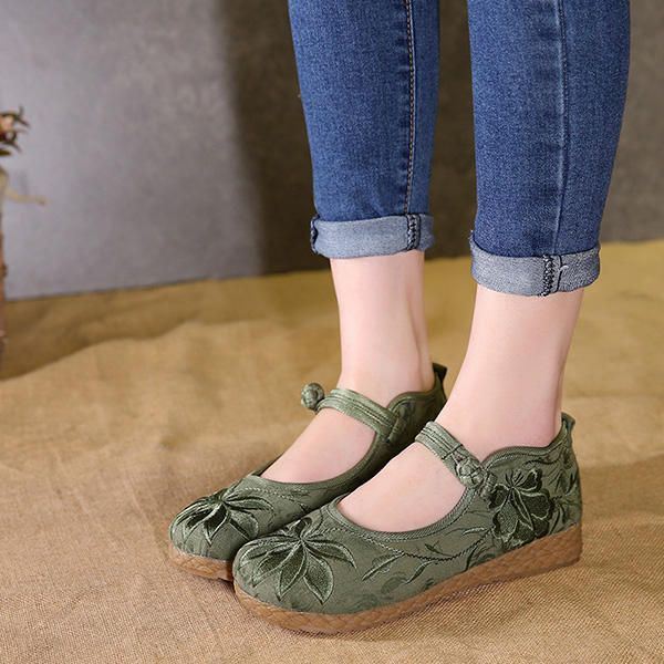 Dames Geborduurde Bloem Zachte Zool Casual Platte Loafers