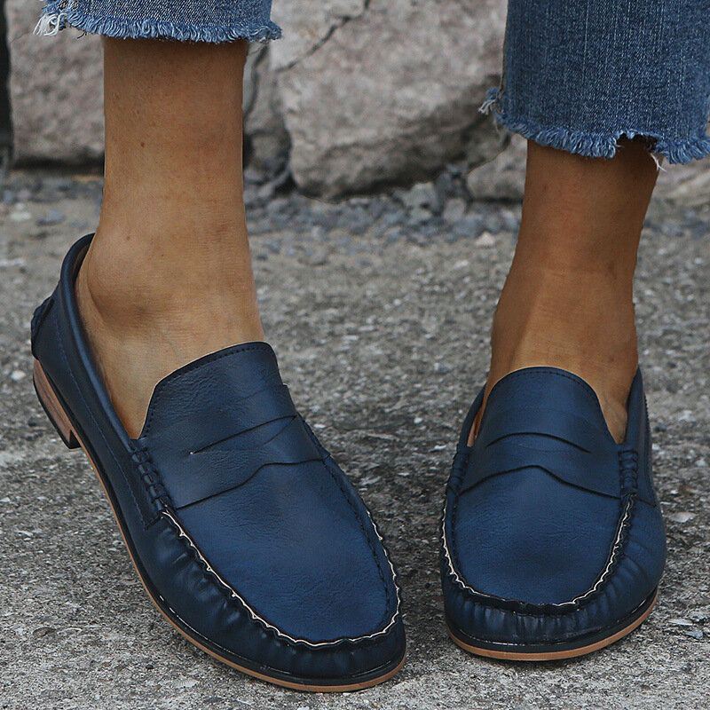 Dames Grote Maat Comfy Soild Slip On Casual Flats Loafers