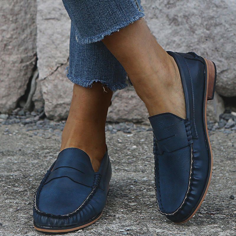 Dames Grote Maat Comfy Soild Slip On Casual Flats Loafers