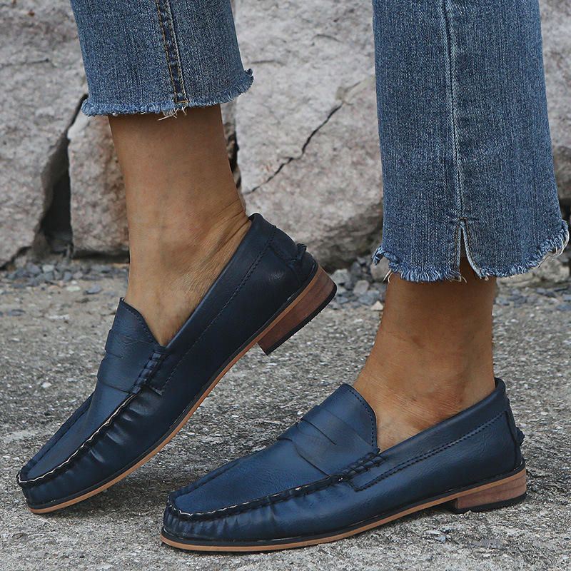 Dames Grote Maat Comfy Soild Slip On Casual Flats Loafers